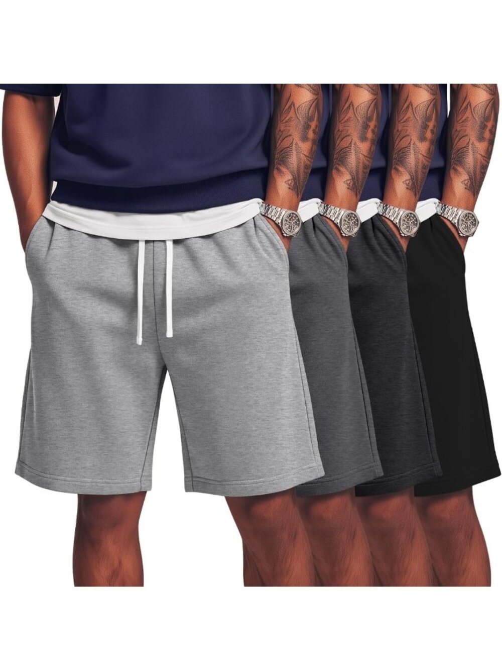 Men's Big & Tall Athletic Shorts 4-Pack, XL-5XL, Comfortable Activewear, Gym